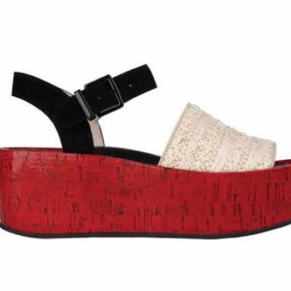 Kenneth Cole Danton platform shoes red/black straps size 9M - Picture 16 of 16